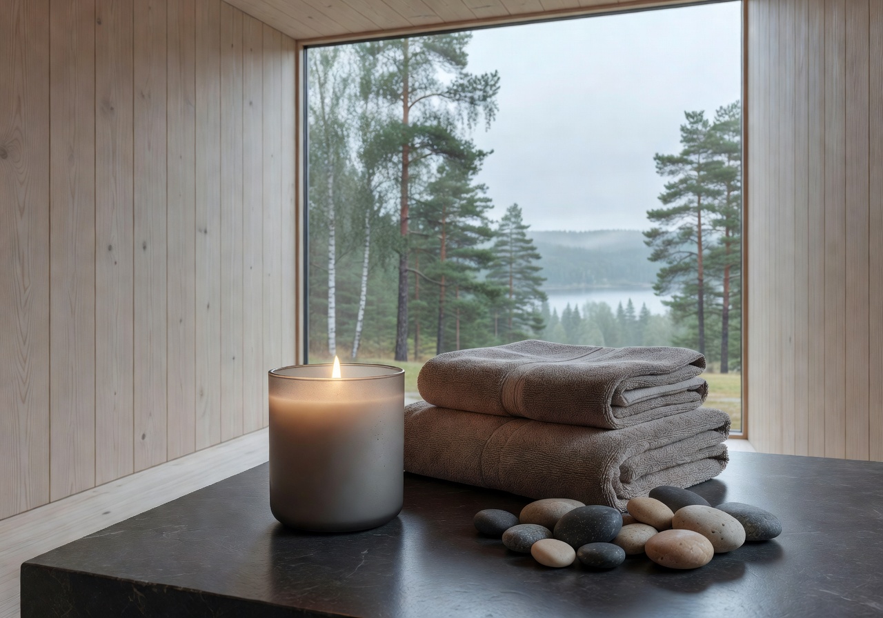 Nordic luxury spa wellness candle relaxation