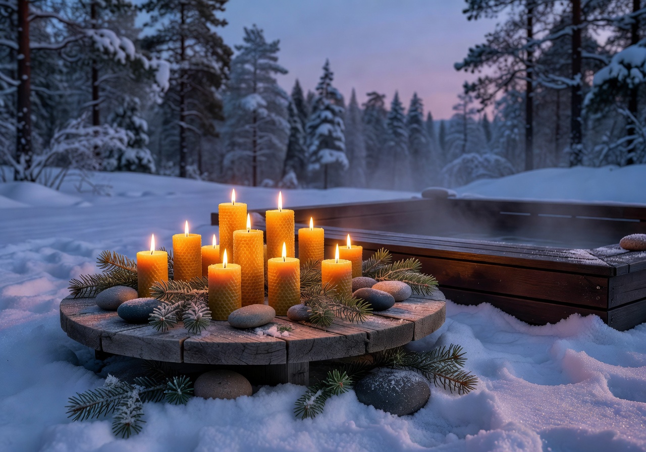 Nordic spa candle wellness ritual