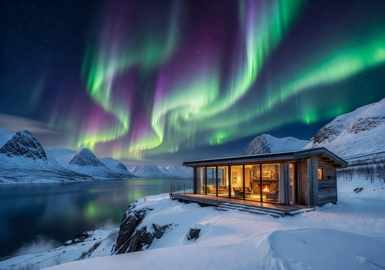 Tromso arctic luxury aurora night sky