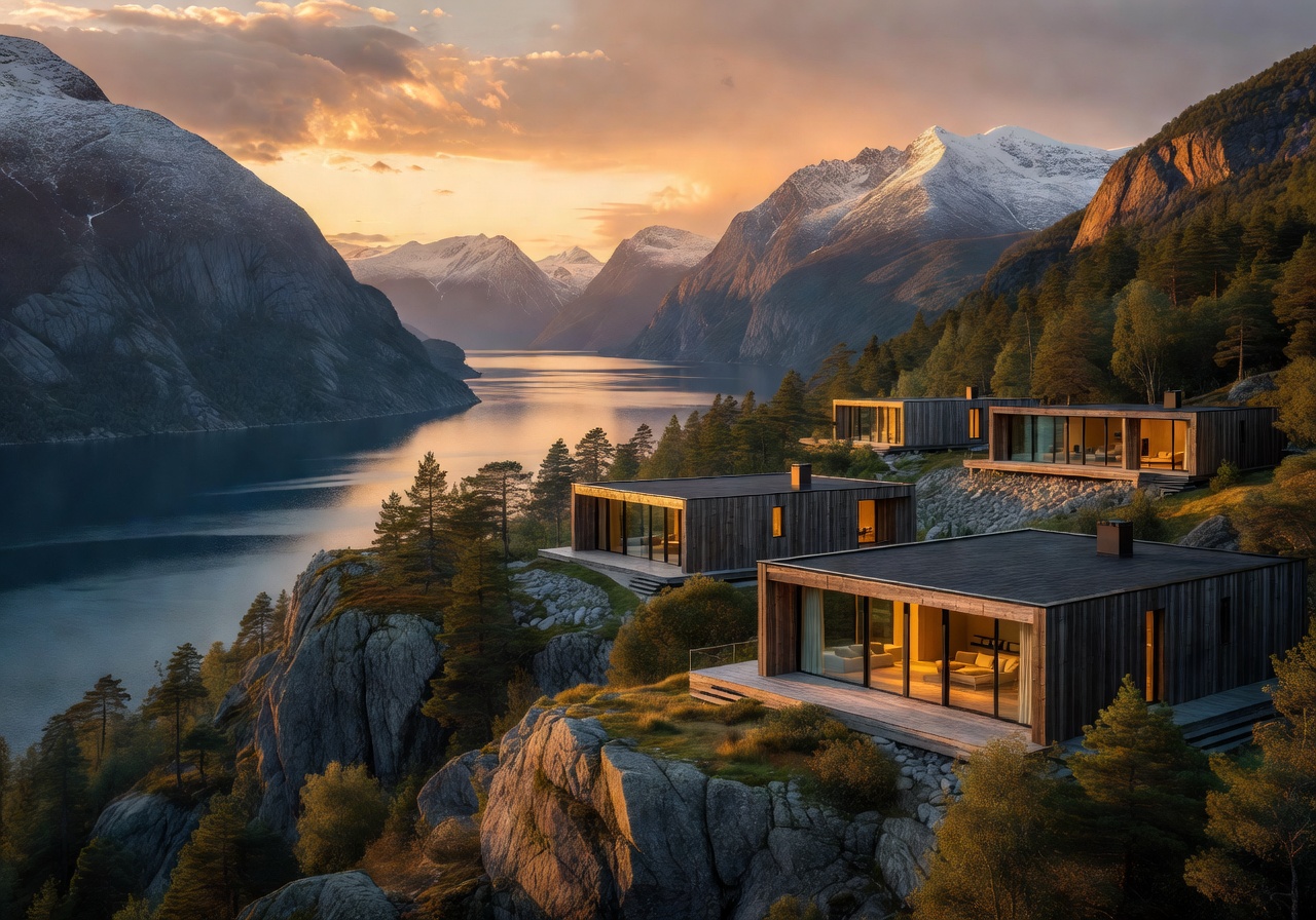Vireliecho luxury Norway resort cinematic view